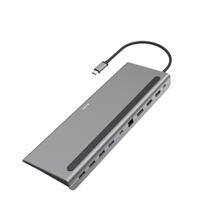 Hama Connect2Office Pro, USB-C, 10 porti, pelēka - Portatīvā datora dokstacija 00200100