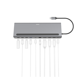 Hama Connect2Office Pro, USB-C, 10 ports, gray - Notebook dock