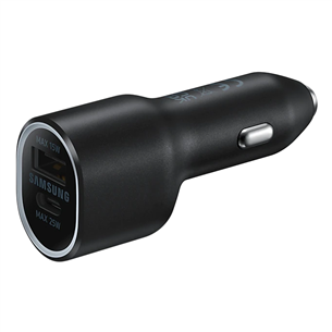 Samsung Duo Car Charger, USB-A, USB-C, 25 Вт + 15 Вт, черный - Автомобильное зарядное устройство EP-L4020NBEGEU