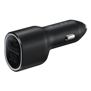 Samsung Duo Car Charger, USB-A, USB-C, 25 W + 15 W, melna - Auto lādētājs EP-L4020NBEGEU