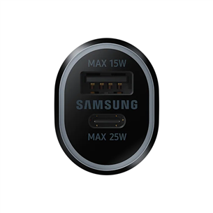 Samsung Duo Car Charger, USB-A, USB-C, 25 W + 15 W, melna - Auto lādētājs