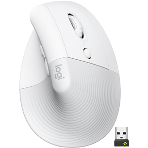 Logitech Lift Vertical Ergonomic Mouse, silent, white - Wireless Optical Mouse 910-006475