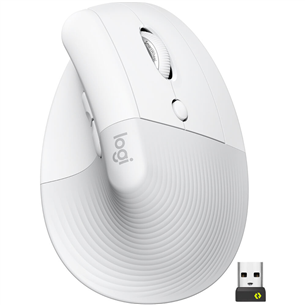 Logitech Lift Vertical Ergonomic Mouse, balta - Bezvadu datorpele