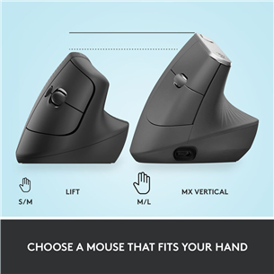 Logitech Lift Vertical Ergonomic Mouse, silent, pink - Wireless Optical Mouse