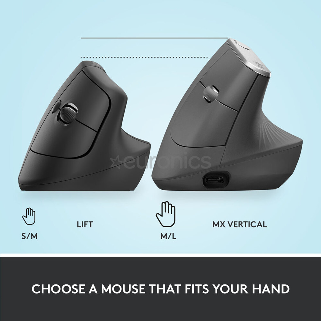 Logitech Lift Vertical Ergonomic Mouse, розовый - Беспроводная оптическая мышь