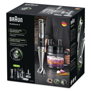 Braun MultiQuick 9, 1200 W, melna/nerūsējošā tērauda - Rokas blenderis