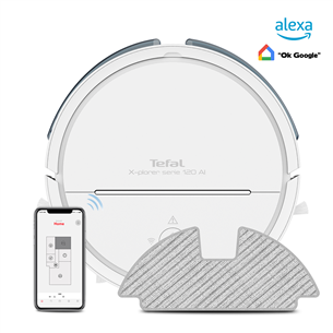Tefal X-plorer S120 Animal & Allergy, vacuuming and mopping, white - Robot Vacuum Cleaner