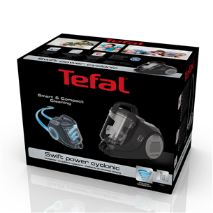 Tefal, 750 W, bez maisiņa, melna - Putekļu sūcējs