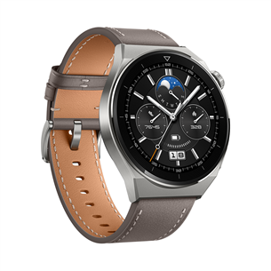 Huawei Watch GT 3 Pro, 46 mm, ādas siksniņa, titāna/pelēka - Viedpulkstenis 55028467