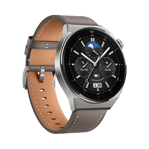 Huawei Watch GT 3 Pro, 46 mm, ādas siksniņa, titāna/pelēka - Viedpulkstenis