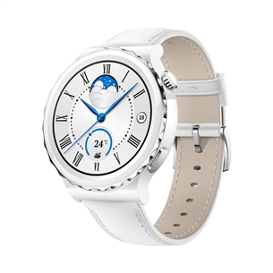 Huawei Watch GT 3 Pro, 43 мм, белый керамический корпус и белый кожаный ремешок - Смарт-часы
