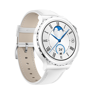 Huawei Watch GT 3 Pro, 43 мм, белый керамический корпус и белый кожаный ремешок - Смарт-часы 55028825