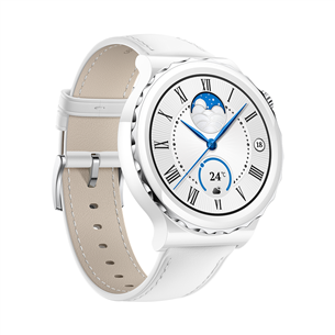 Huawei Watch GT 3 Pro, 43 mm, ādas siksniņa, balta/sudraba - Viedpulkstenis