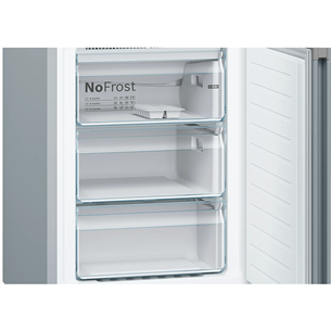 Bosch NoFrost, augstums 203 cm, 368 L, nerūsējošā tērauda - Ledusskapis