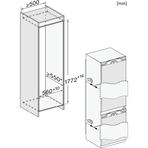 Miele, 245 L, height 177 cm - Built-in Refrigerator