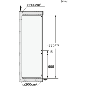 Miele, 245 L, augstums 177 cm - Iebūvējams ledusskapis