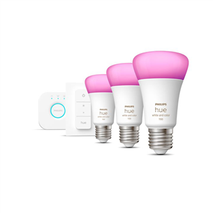 Philips Hue White and Color Starter Kit, E27, 3 gab., balta - Viedās gaismas starta komplekts 929002468804