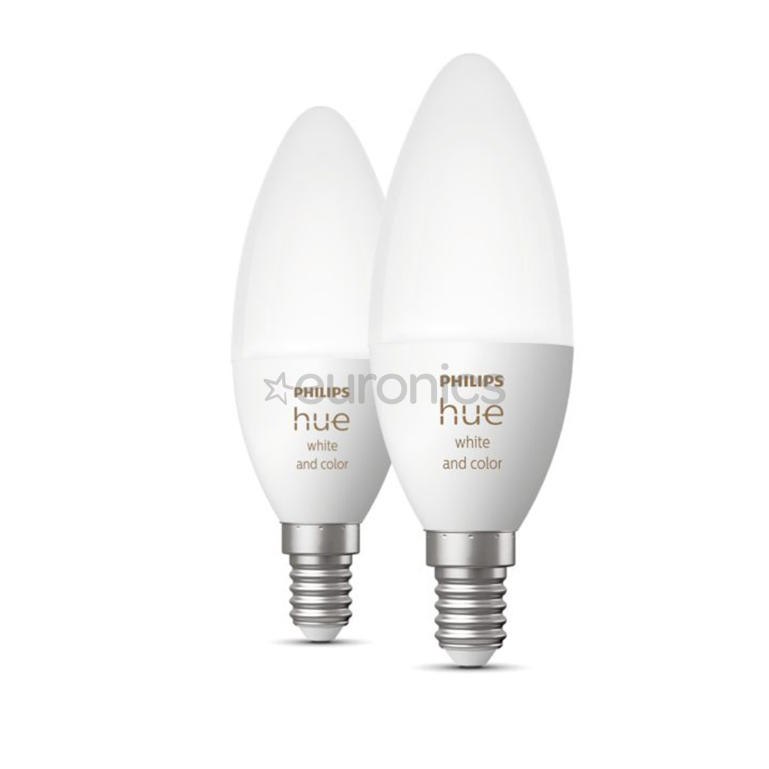Philips Hue White and Color, E14, 2 gab, balta - Viedā spuldze