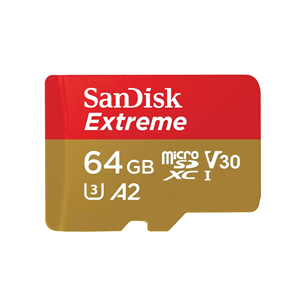 SanDisk Extreme, microSD, 64 ГБ - Карта памяти и адаптер