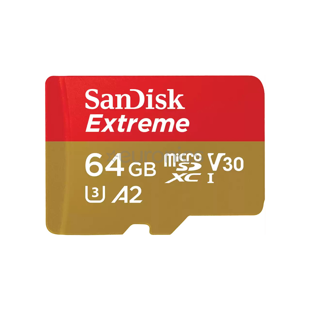 SanDisk Extreme, microSD, 64 ГБ - Карта памяти и адаптер