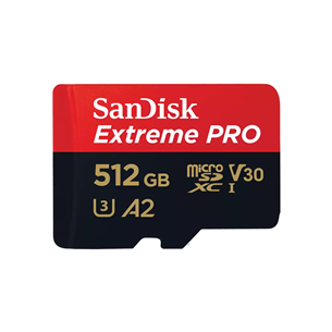 SanDisk Extreme Pro UHS-I, microSD, 512 GB - Memory card and adapter