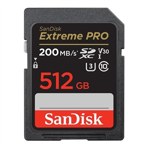 SanDisk Extreme Pro, UHS-I, SDXC, 512 GB, black - Memory card