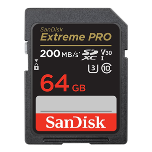 SanDisk Extreme Pro, UHS-I, SDXC, 64 ГБ, черный - Карта памяти SDSDXXU-064G-GN4IN