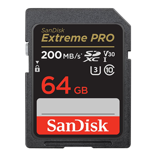 SanDisk Extreme Pro, UHS-I, SDXC, 64 GB - Atmiņas karte