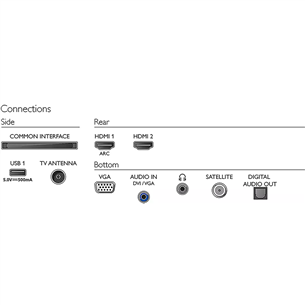 Philips, LED HD, 24", sānu statīvs, melna - Televizors