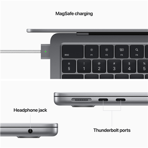 Apple MacBook Air 13 (2022), 13.6'', M2 8C/8C, 8 GB, 256 GB, RUS, pelēka - Portatīvais dators