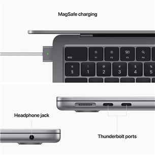Apple MacBook Air 13 (2022), 13.6'', M2 8C/10C, 8 GB, 512 GB, ENG, pelēka - Portatīvais dators