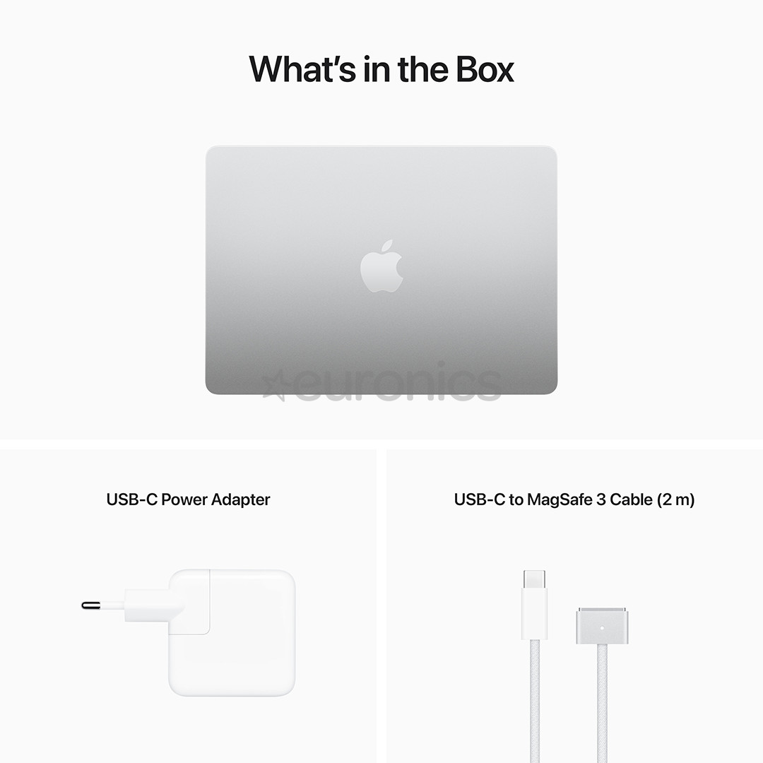 Apple MacBook Air 13 (2022), 13.6'', M2 8C/8C, 8 GB, 256 GB, RUS, sudraba - Portatīvais dators