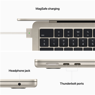 Apple MacBook Air 13 (2022), 13.6'', M2 8C/8C, 8 GB, 256 GB, RUS, zelta - Portatīvais dators