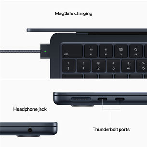 Apple MacBook Air 13 (2022), 13.6'', M2 8C/8C, 8 GB, 256 GB, RUS, tumši pelēka - Portatīvais dators