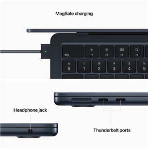 Apple MacBook Air 13 (2022), M2 8C/10C, 8 ГБ, 512 ГБ, ENG, черный - Ноутбук