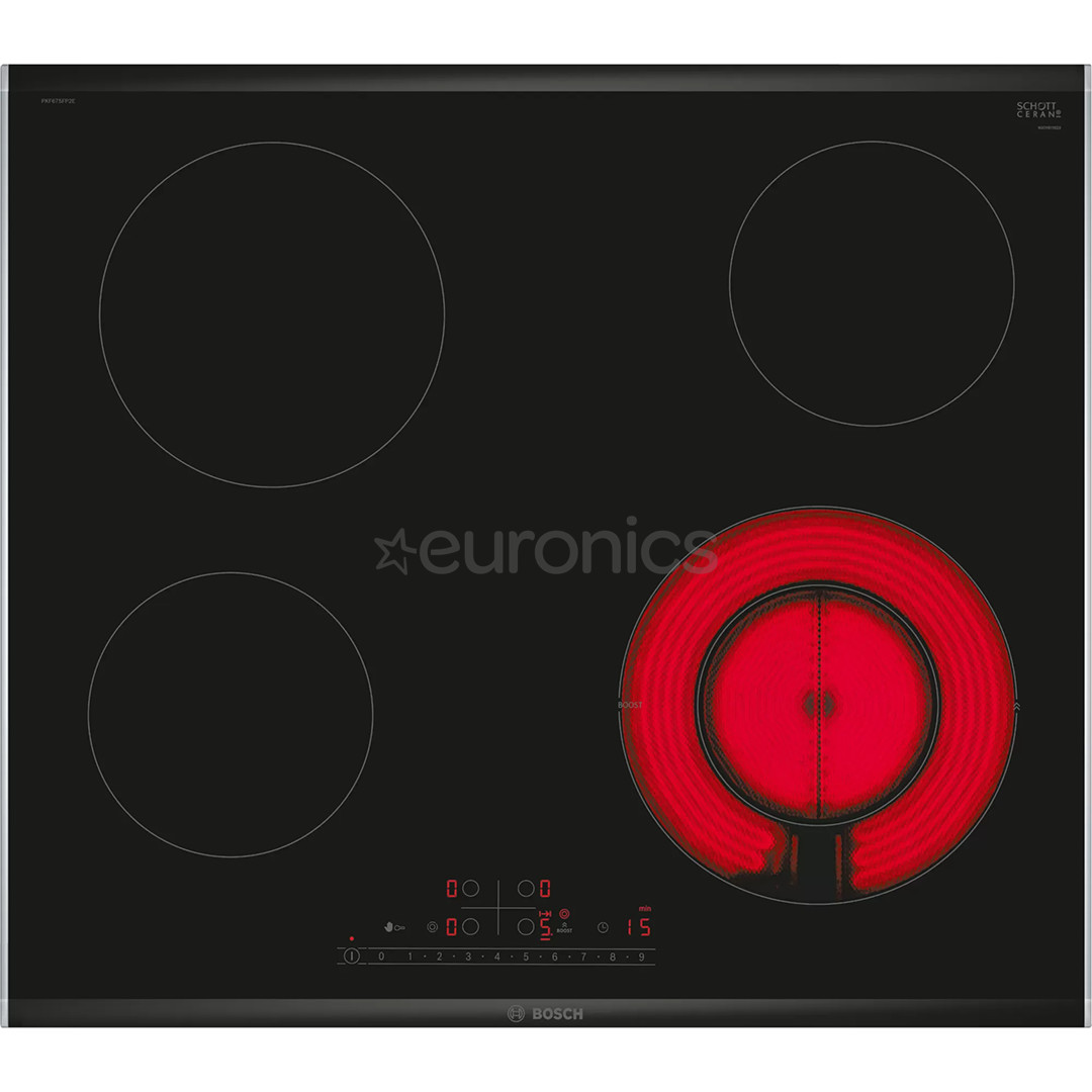 Bosch, ширина 60,6 см, стальная рама, черный - Интегрируемая керамическая варочная панель