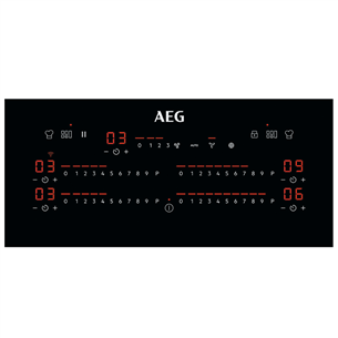 AEG 8000 ComboHob FlexiBridge, platums 83 cm, melna - Iebūvējama indukcijas plīts virsma ar tvaika nosūcēju