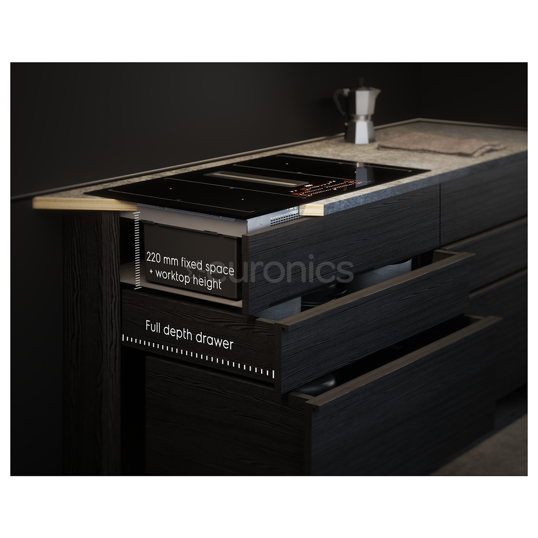 AEG 6000 Bridge, platums 80 cm, melna - Iebūvējama indukcijas plīts virsma ar tvaika nosūcēju