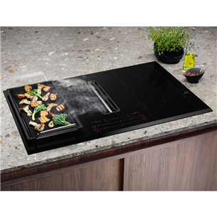 Electrolux, width 83 cm, frameless, black - Built-in Induction Hob with Cooker Hood