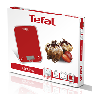 Tefal Optiss, līdz 5 kg, sarkana - Digitālie virtuves svari