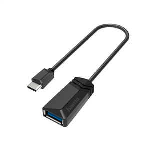 Hama USB-OTG Adapter, USB-C Plug - USB Socket, melna - Adapteris