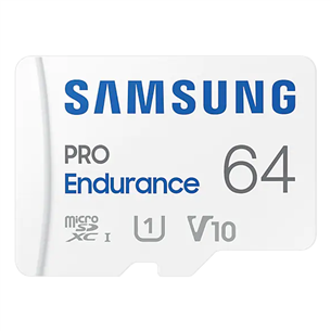 Samsung Micro SDHC Endurance PRO + SD adapter, 64 GB, white - Memory Card MB-MJ64KA/EU