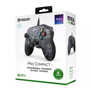 Nacon Pro Compact, Xbox, pelēka kamuflāža - Kontrolieris