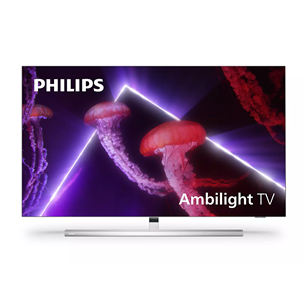 Philips OLED807, OLED, UHD 4K, 65", centra statīvs, sudraba - Televizors