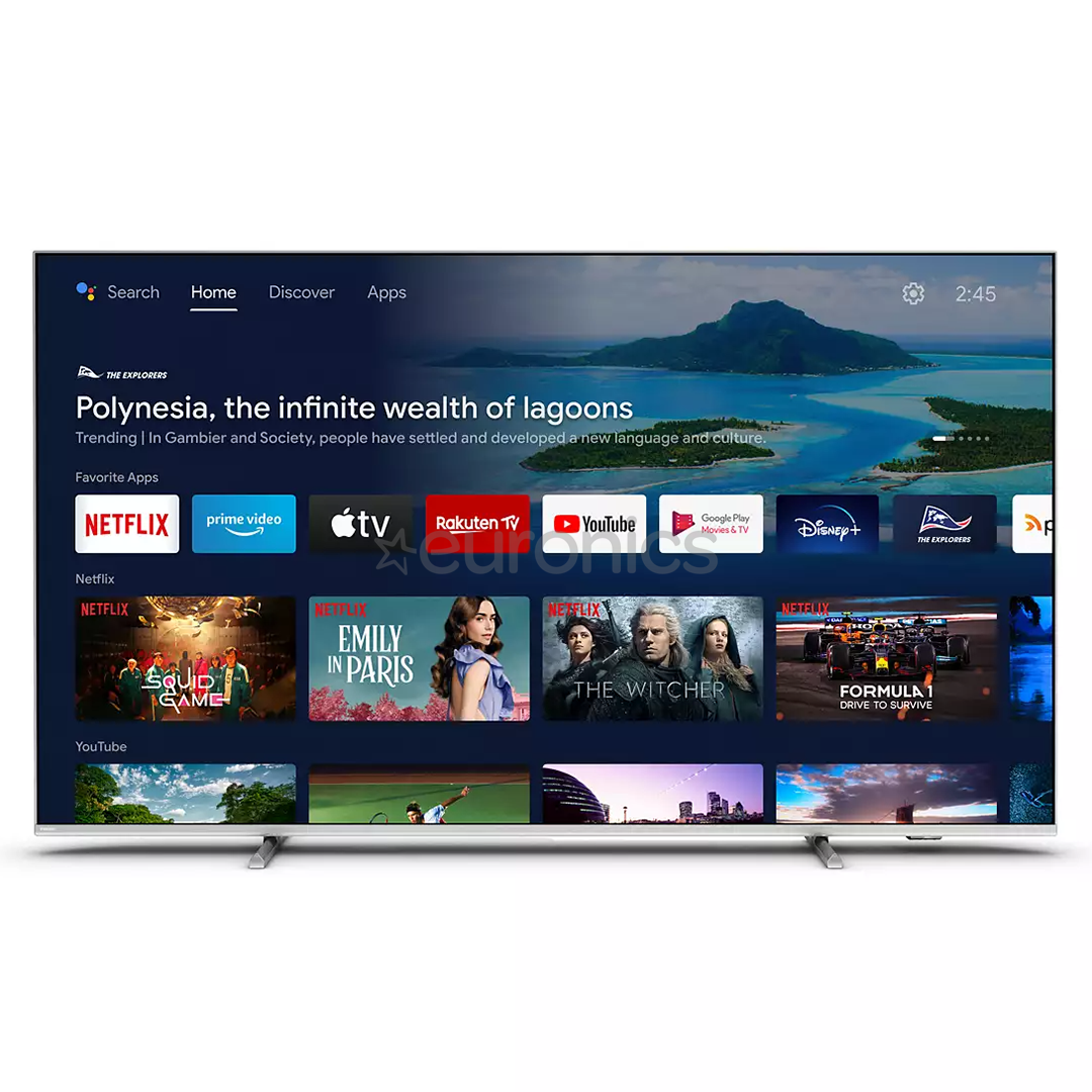 Philips PUS8057, 43'', Ultra HD, LED LCD, sānu statīvs, pelēka - Televizors