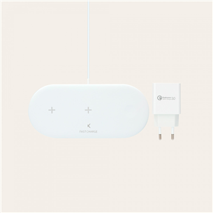 Ksix 3in1 Wireless Charger, 10W, Qi Tech, Apple & Android, white - Wireless charger
