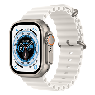 Apple Watch Ultra, Ocean Band, balta - Viedpulkstenis MNHF3EL/A