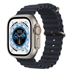 Apple Watch Ultra, Ocean Band, tumši pelēka - Viedpulkstenis MQFK3EL/A
