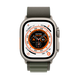 Apple Watch Ultra, Alpine Loop, Large, pelēka/zaļa - Viedpulkstenis