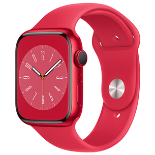 Apple Watch Series 8 GPS, Sport Band, 45 mm, (PRODUCT)RED - Viedpulkstenis MNP43EL/A